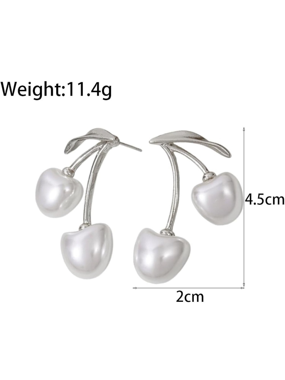Anthropologie Silver-Tone Pearl Cherry Drop Earrings - Picture 2 of 5